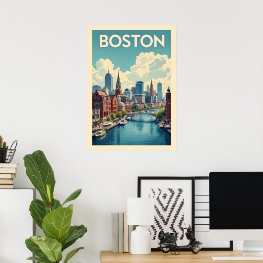 Poster Massachusetts de Boston (Bureau à domicile)