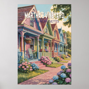 Poster Massachusetts de Martha's Vineyard Illustration Re