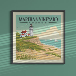 Poster Massachusetts du vignoble vintage de Martha