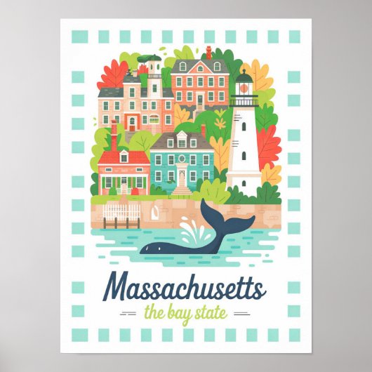 Poster Massachusetts la baie State USA Summer Travel (Devant)