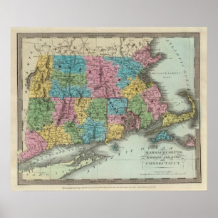 Poster Massachusetts Rhode Island Et Connecticut