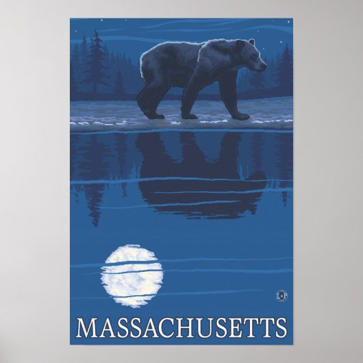 Poster MassachusettsOurs au clair de lune (Devant)
