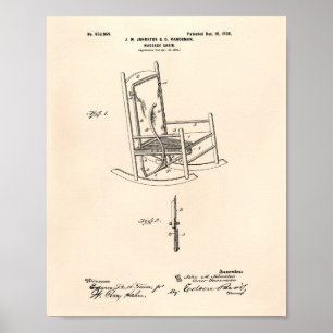 Poster Massage Chair 1900 Patent Art Old Peper