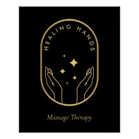 Massage des mains de guérison moderne Logo d'or Té