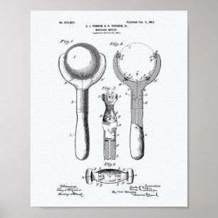 Poster Massage Device 1902 Patent Art White Paper