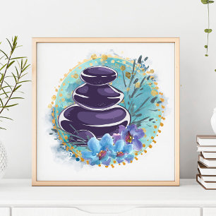 Poster Massage Thérapiste Salon Spa Styliste Zen Stones