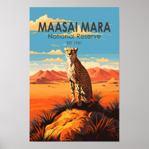 Poster Massai Mara Réserve nationale Cheetah Travel Art