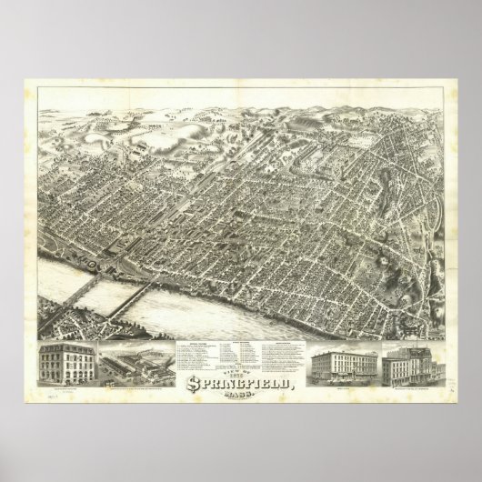 Poster Masse de Springfield. Carte panoramique antique 18 (Devant)