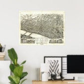 Poster Masse de Springfield. Carte panoramique antique 18 (Bureau à domicile)