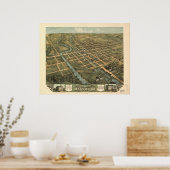 Poster Massillon Ohio 1870 Carte panoramique antique (Cuisine)