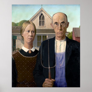 Poster MASTERPIECE AMERICAN GOTHIC par GRANT WOOD 1930