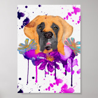Poster mastiff aquarelle libre