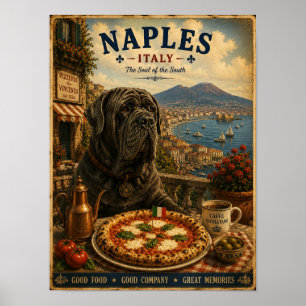 Poster Mastiff napolitain à Naples Art de voyage vintage