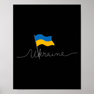 Poster Mât de drapeau à signature ukrainienne - Ukrainien