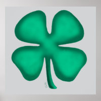 Poster mat gris Clou 4 feuilles Lucky Irish Clover