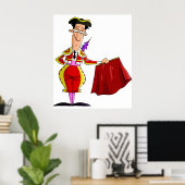 Poster Matador with Red Cape Spanish Bullfighter (Bureau à domicile)