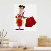 Poster Matador with Red Cape Spanish Bullfighter (Cuisine)