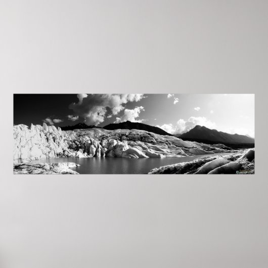 Poster Matanuska Glacier Panorama noir et blanc (Devant)