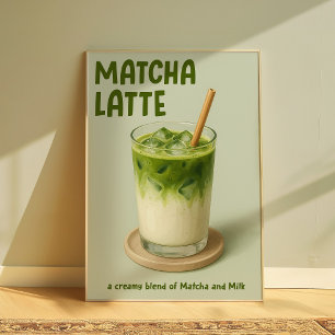 Poster Matcha Latte Kitchen Wall Art, Matcha Lover