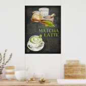 Poster Matcha Latte Recette Chalkboard Kitchen Art (Cuisine)