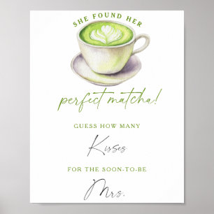 Poster Matcha thé nuptiale douche Combien de baisers