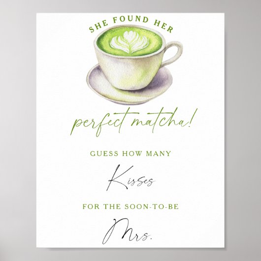 Poster Matcha thé nuptiale douche Combien de baisers (Devant)