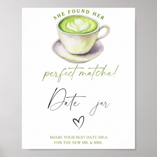 Poster Matcha thé nuptiale douche Date nuit idées (Devant)