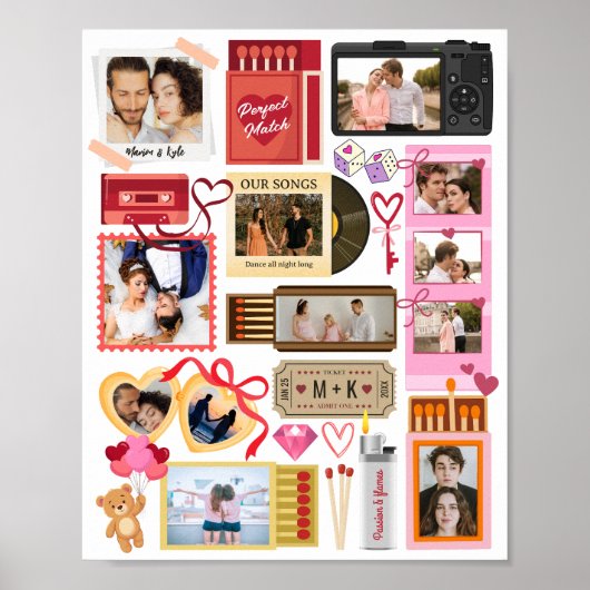 Poster Matchbox Perfect Match Couple Retro Photo Collage (Devant)
