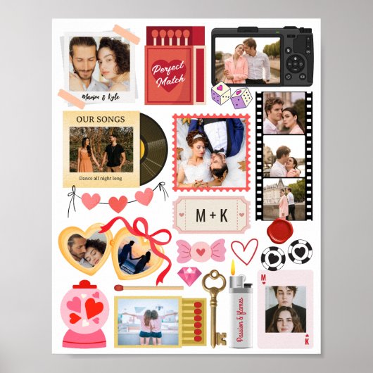 Poster Matchbox Photo Collage Perfect Match Couple Retro (Devant)