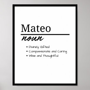 Poster Mateo, Boy Personnalisé Nom Définition