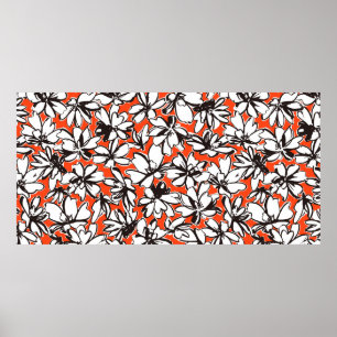 Poster Matériau motif incolore d'une fleur abstraite,