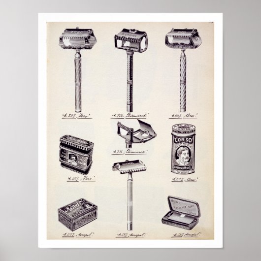 Poster Matériel de rasage pour hommes, tiré d'un catalogu (Devant)