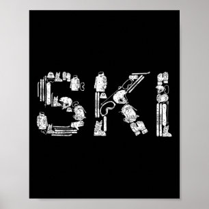 Poster Matériel de ski Skieur Cadeaux Formidables