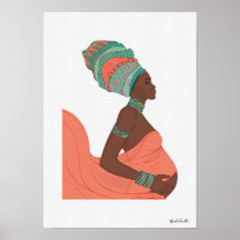 Maternité de femme noire illustrée d'art mural