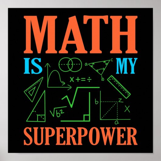 Poster Math Est Superpower Enseignant Mathématiques Mathé (Devant)