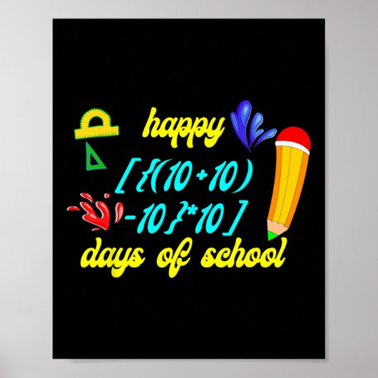 Poster Math Formula Heureux 100 Jours De L'École Drôle Ma (Devant)