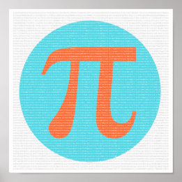 Poster Math geek symbole Pi, orange et bleu