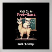 Poster Math Is No Prob-llama Fun & Cute Math Inspiration (Devant)