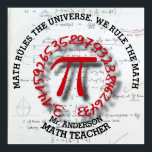 Poster Math School College Or University Teacher<br><div class="desc">Math School College Or University Teacher with red Pi and handwritten numbers. You can customize it with your own text or name</div>