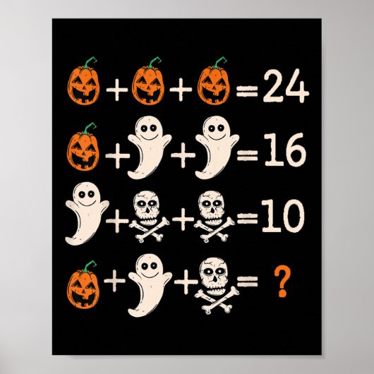 Poster Math Teacher Halloween Algebra Operation Mathemati (Devant)