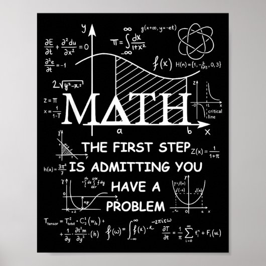 Poster Math the first step is admitting have a problem (Devant)