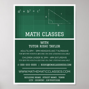 Poster Mathématique Chalkboard, Math Classes Publicité