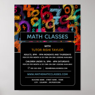 Poster Mathématique Numéro Conception, Math Classes Publi