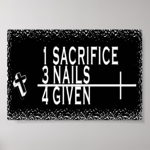 POSTER MATHS CHRÉTIENNES 1+3=4 1SACRIFICE + 3NAILS =