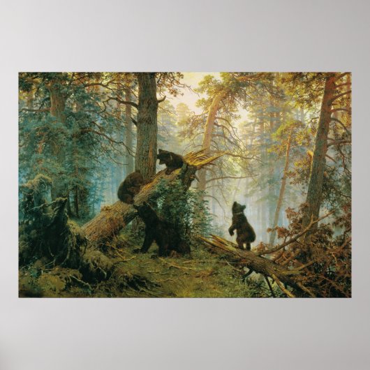 Poster Matin dans une forêt de pins par Ivan Shishkin (Devant)