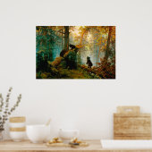 Poster Matin dans une pinède Ours avec des oursons Chichk (Cuisine)