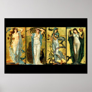 Poster Matin, Midi, Soir, Nuit par Walter Crane 1891
