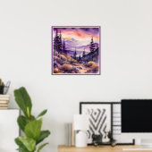 Poster Matin Mist Smokey Mountains Aquarelle (Bureau à domicile)