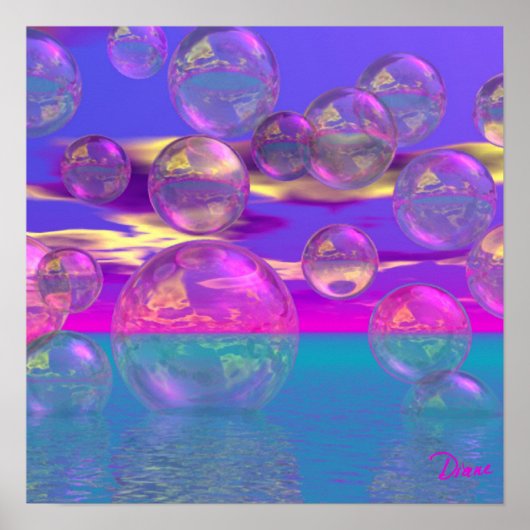 Poster Matin tropical - Magenta et Paradis Turquoise (Devant)