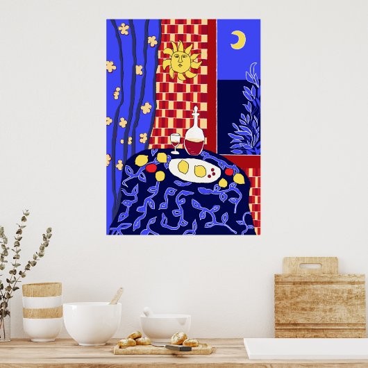 Poster Matisse Inspiré Bleu Nuit Encore Vin (Cuisine)